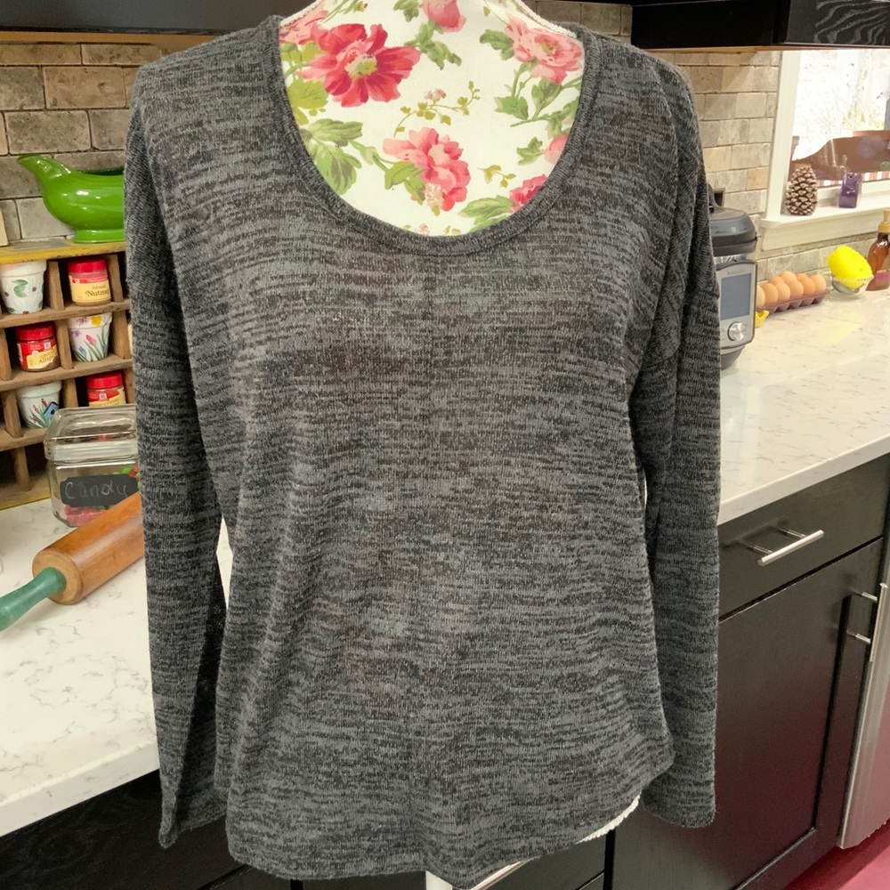 Old Navy Scoop Neck Black Gray Long Sleeve Sweater